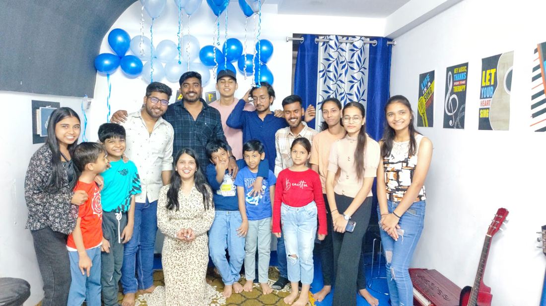 Students of all ages with their teachers at the Navlakha studio